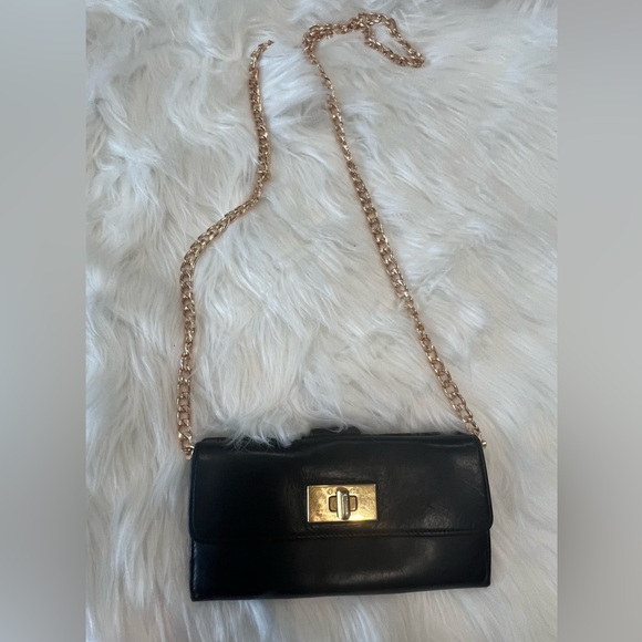 Gucci Black Leather Continental Wallet | Push-Lock Closure ✨ Chain & Authentic - Picture 1 of 12